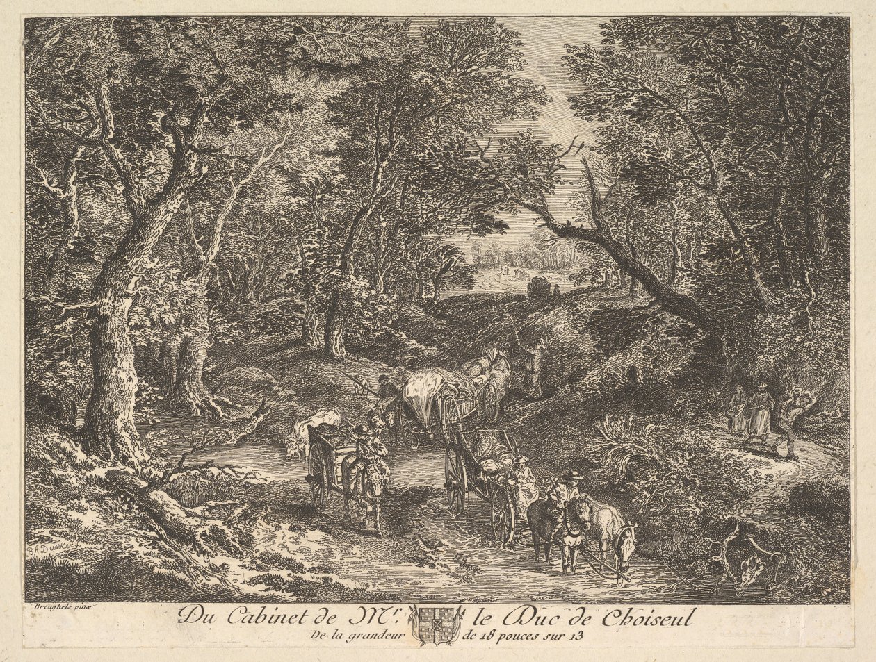 Vozíky na cestě lesem podle malby ve sbírce vévody de Choiseul, 1771. od Unbekannt
