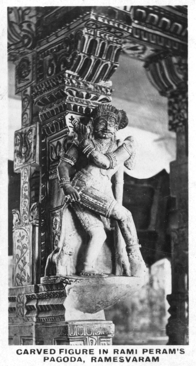 Vyřezávaná postava v Rami Perams Pagoda, Ramesvaram, Indie, c1925 od Unbekannt