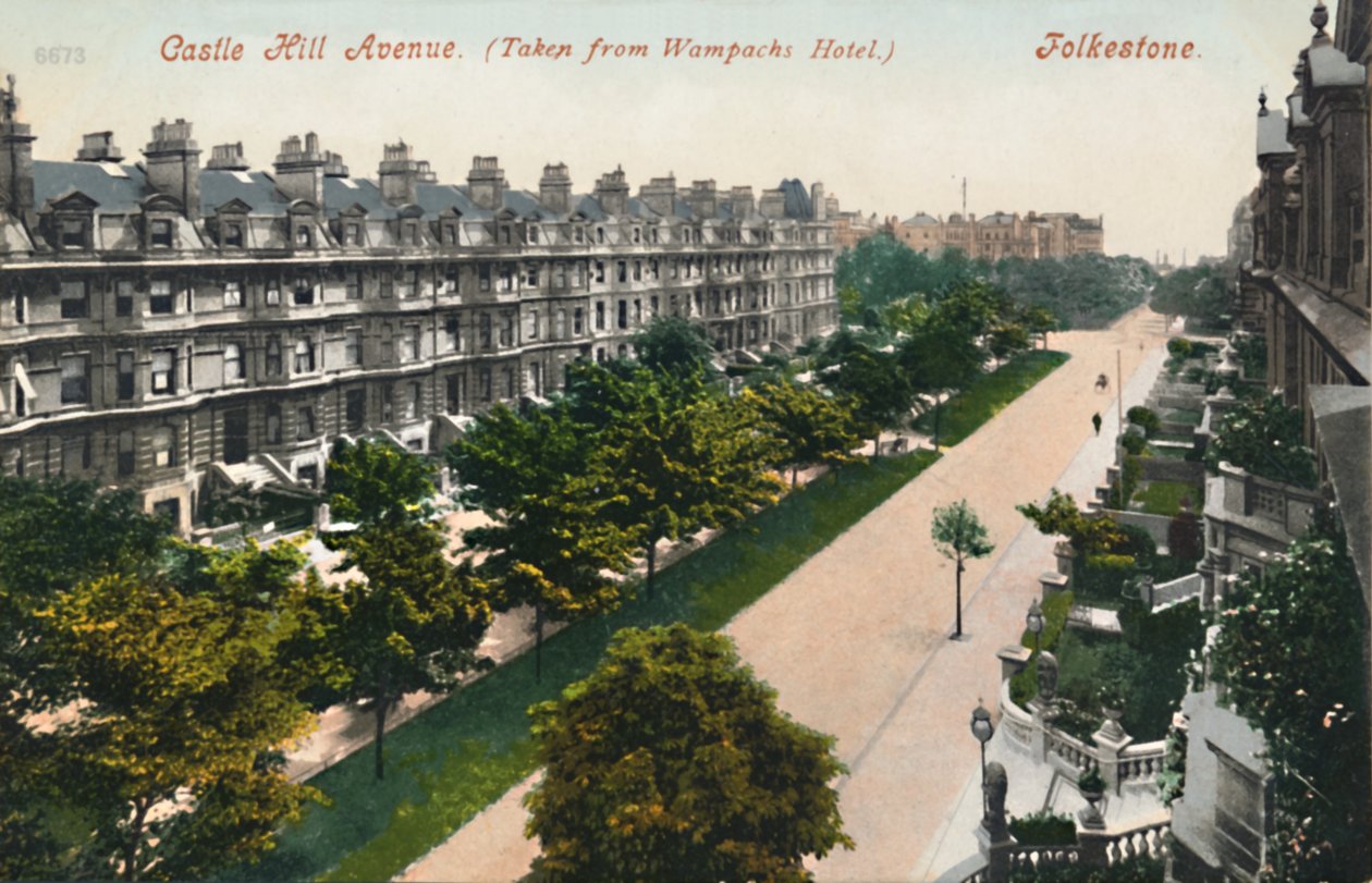 Castle Hill Avenue. Převzato z hotelu Wampachs. Folkestone, konec 19.-začátek 20. století od Unbekannt
