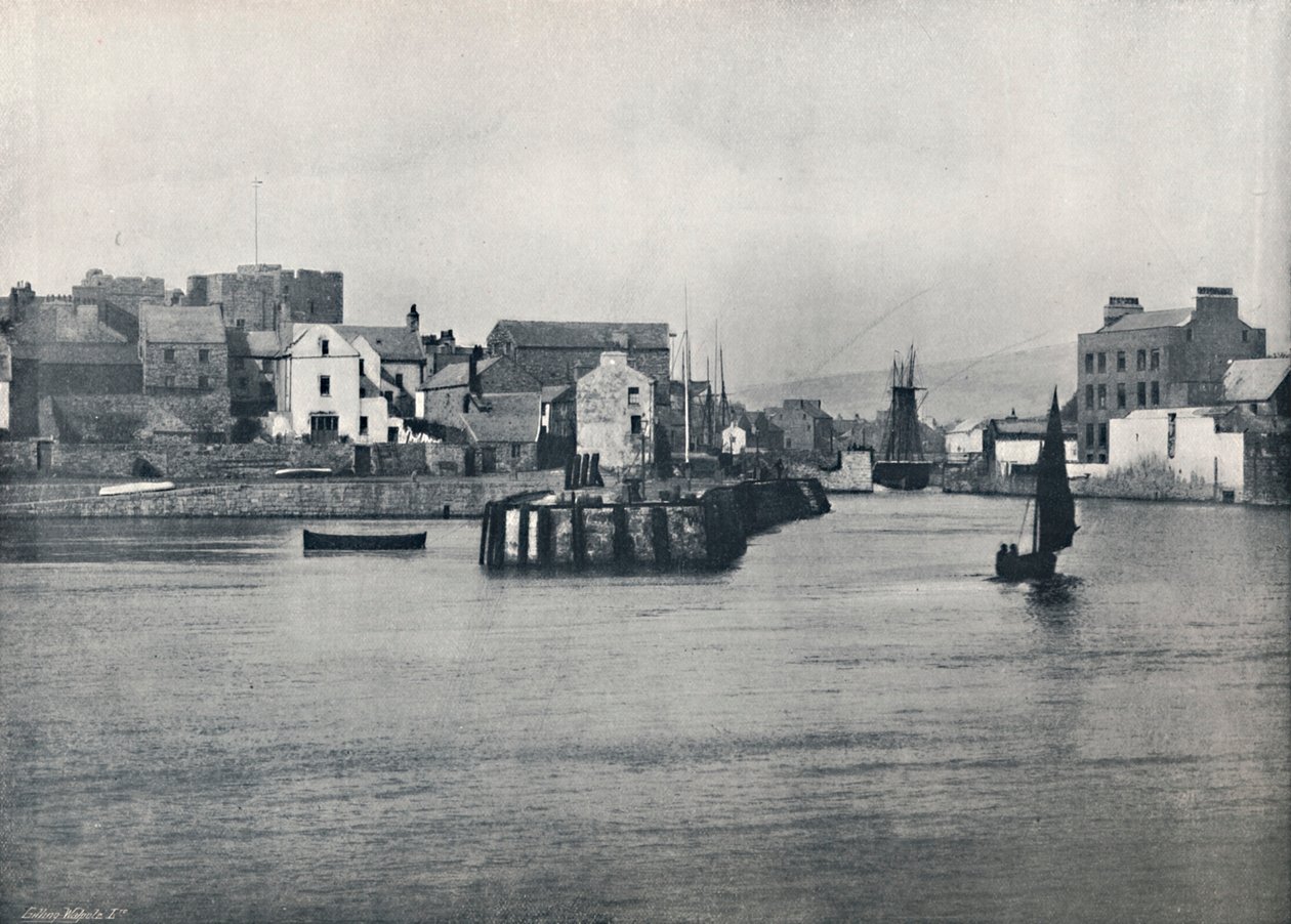 Castletown - z mola, ukazuje hrad Rushen, 1895 od Unbekannt