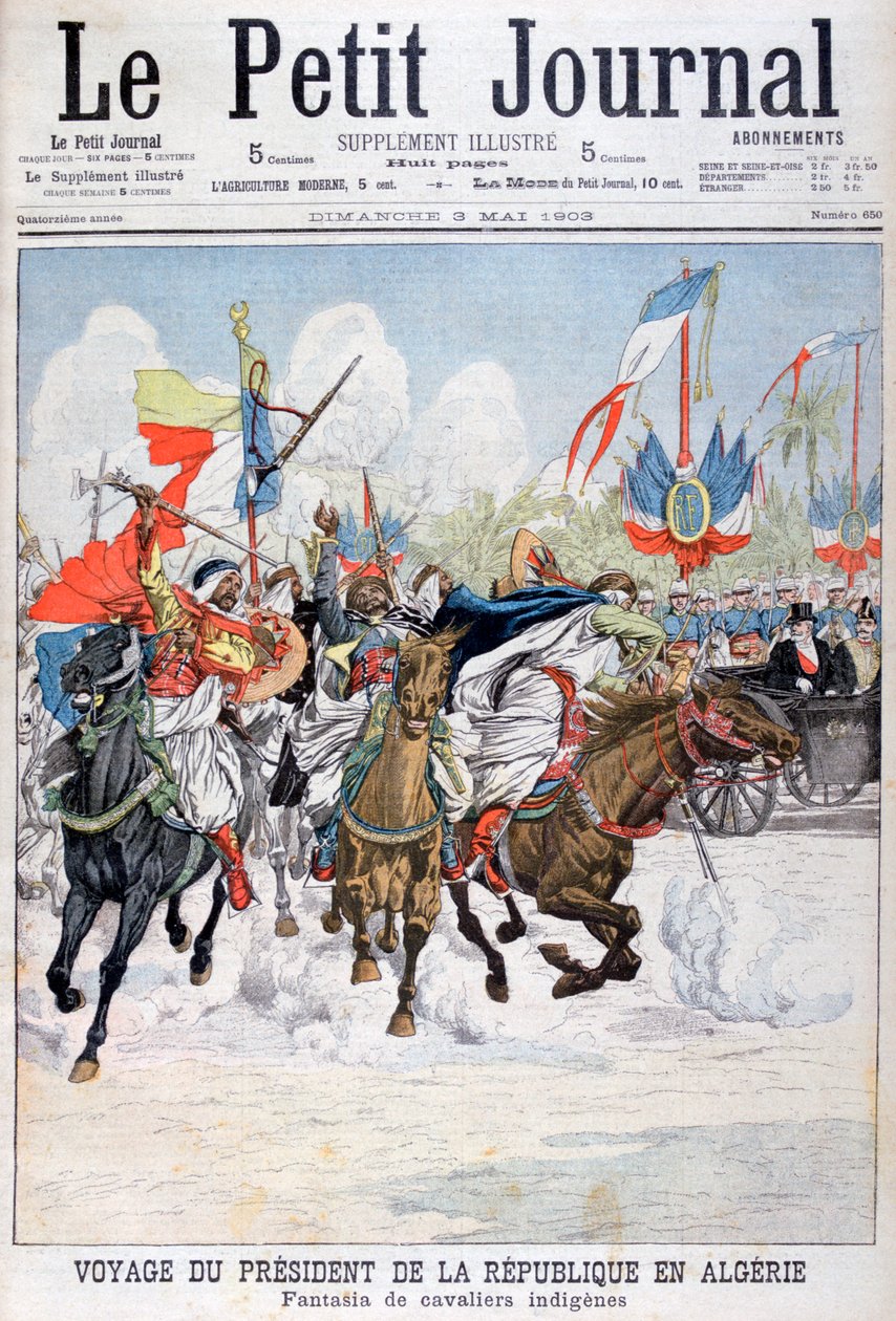 Kavalkáda domorodých vojsk během návštěvy prezidenta Loubeta v Alžírsku, 1903 od Unbekannt