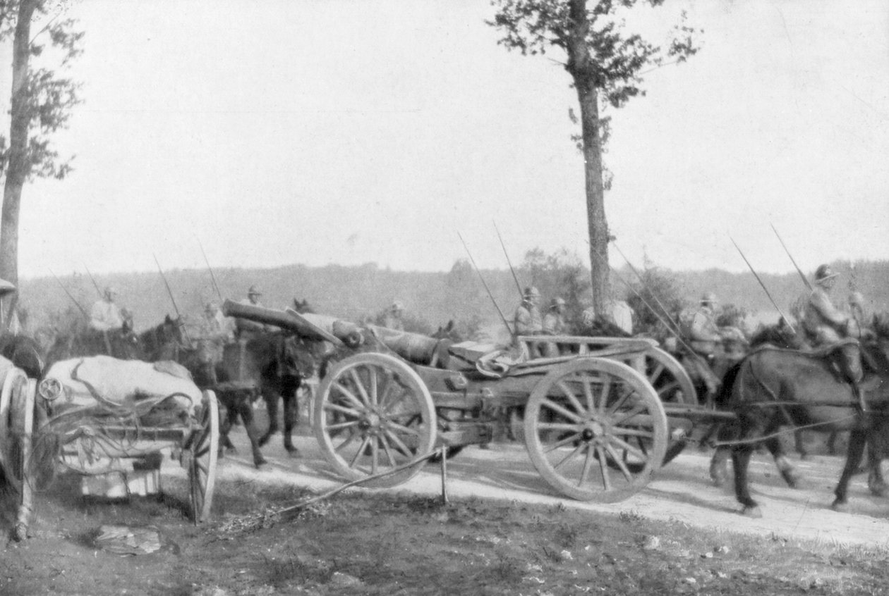 Kavalérie a dělostřelectvo francouzské 10. armády, Villers-Cotterets, Aisne, Francie, 1918 od Unbekannt