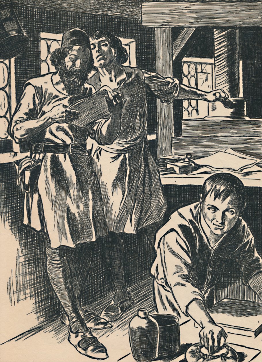Caxton ve své tiskárně, c1907 od Unbekannt