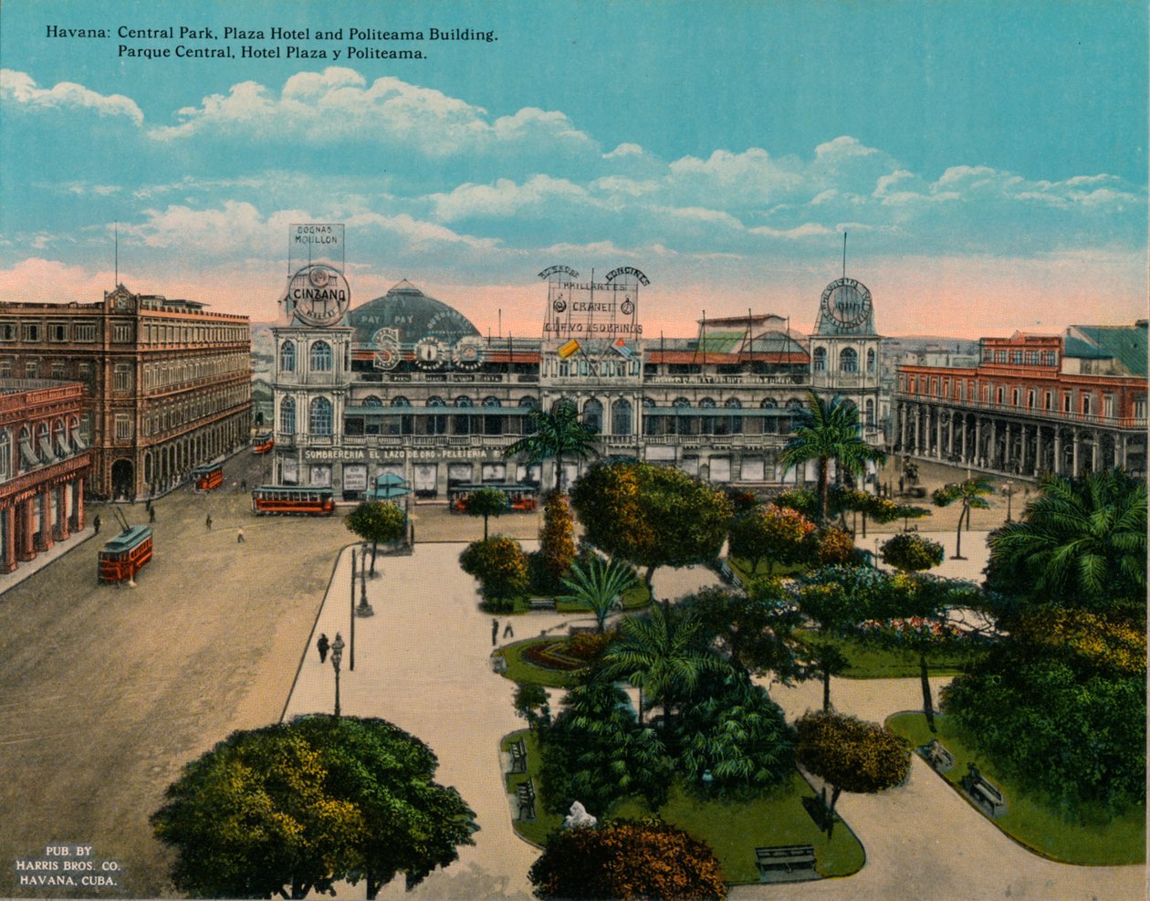 Central Park, Plaza Hotel a Politeama Building, Havana, Kuba, c1920 od Unbekannt