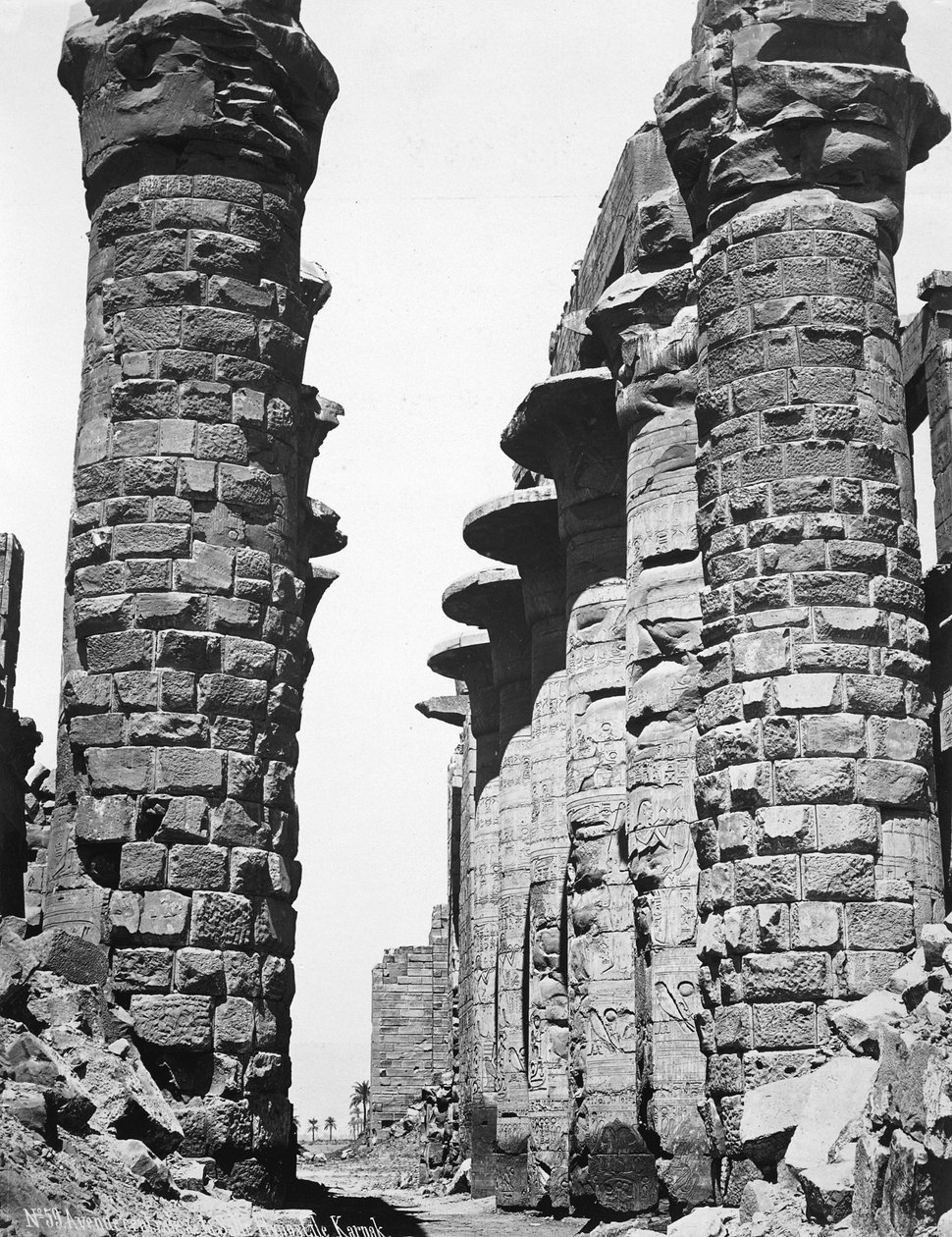Centrální ulička velkého chrámu v Karnaku, Egypt, 1878 od Unbekannt