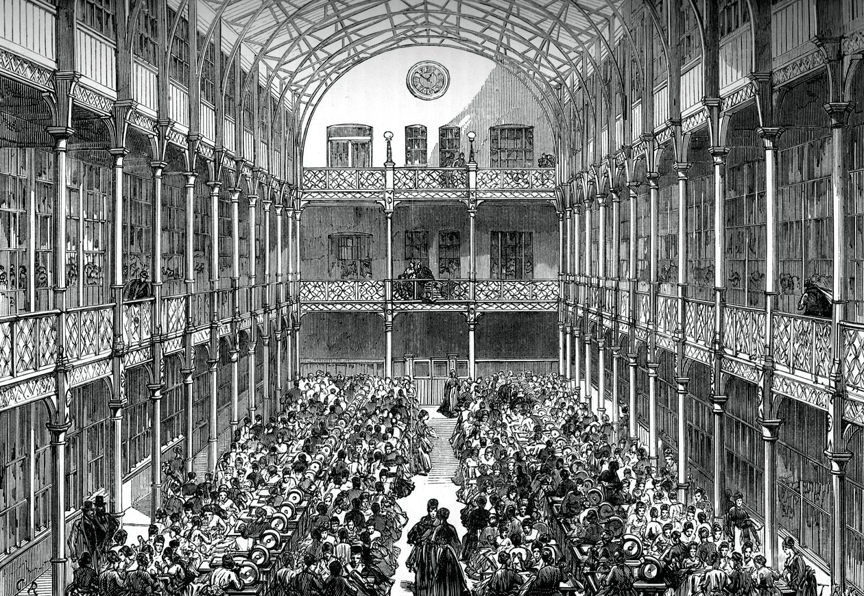Centrální hala Royal Army Clothing Depot, Pimlico, c1880 od Unbekannt