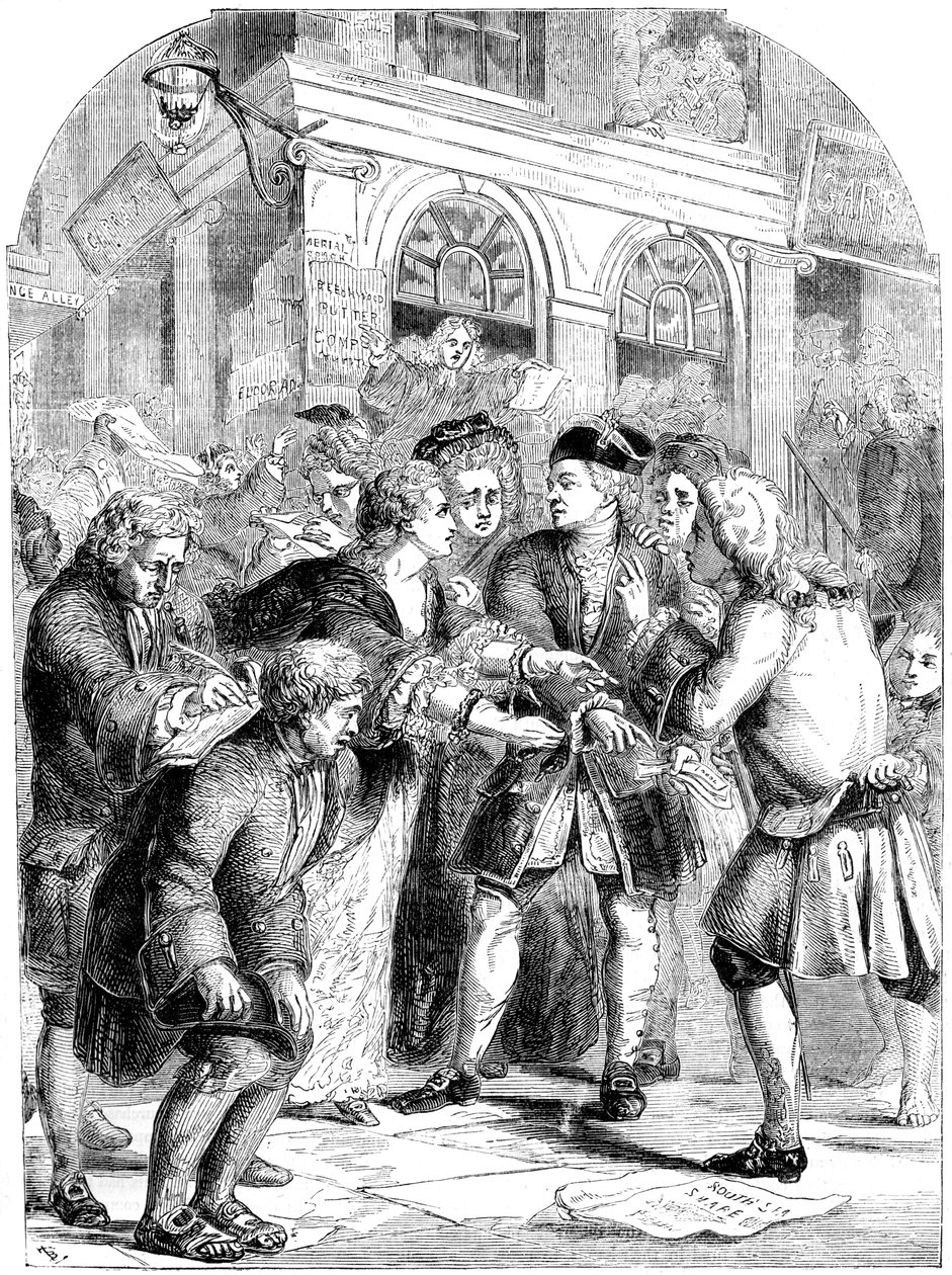 Change Alley, Singapur, během šílenství bubliny South Sea Bubble, c1720 19. století od Unbekannt