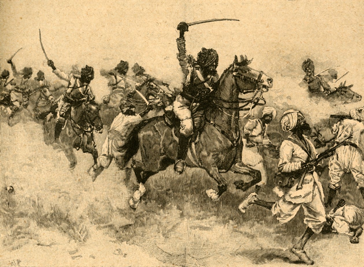 Velení kavalérie v bitvě u Miani Meeanee, Sindh, Indie, 1843 c1890. od Unbekannt