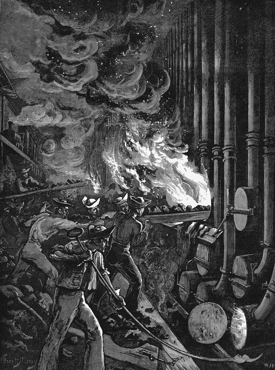 Nabíjení retort v plynárně Beckton, Londýn, 1878 od Unbekannt
