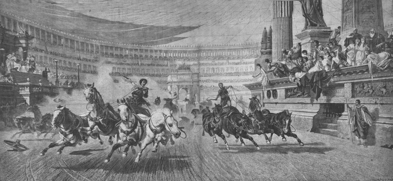 Závody vozů v Circus Massimus v Římě, 19. století od Unbekannt