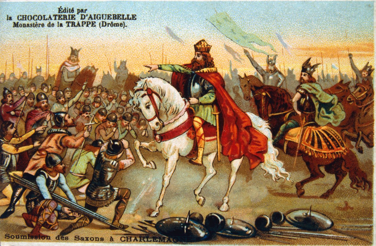 Karel Veliký, král Franků, přijímání podřízení Sasů, 777 19. stol. od Unbekannt