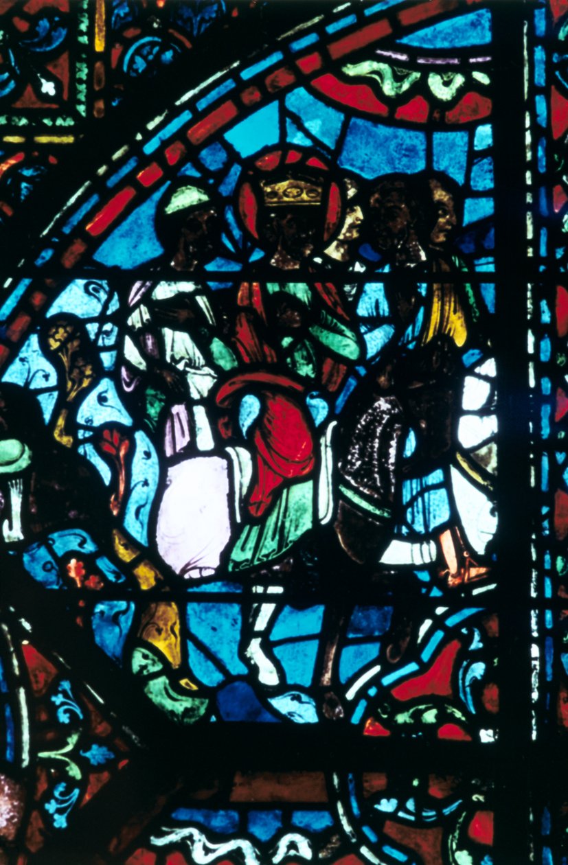 Karel Veliký opouští Španělsko, vitráže, katedrála v Chartres, Francie, c1225 od Unbekannt