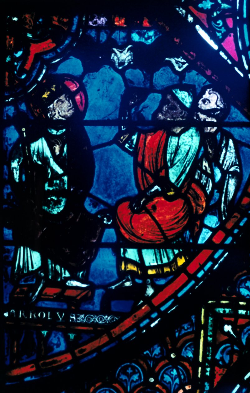 Karel Veliký se dívá na Mléčnou dráhu, vitráže, katedrála v Chartres, Francie, c1225 od Unbekannt