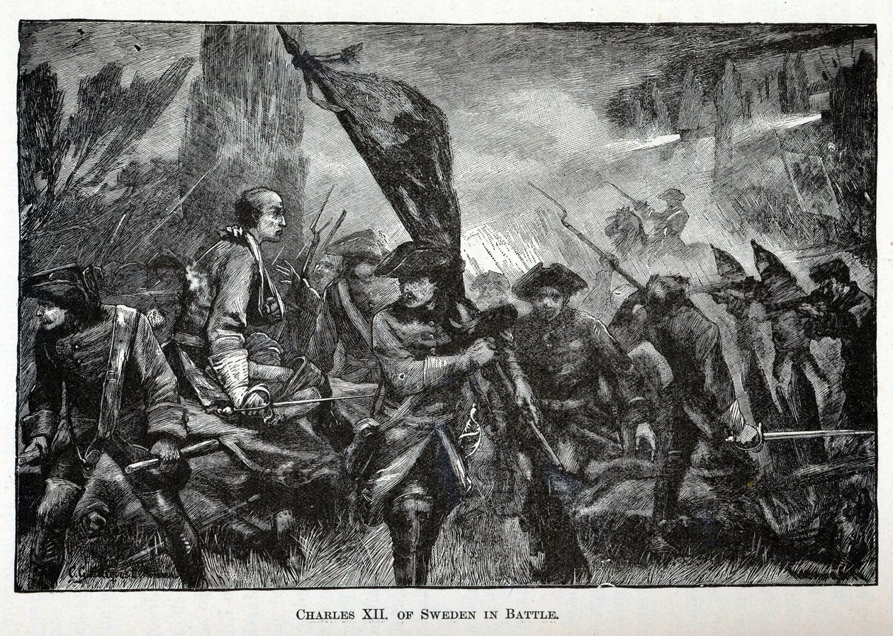 Karel XII. Švédský v bitvě, 1882 od Unbekannt