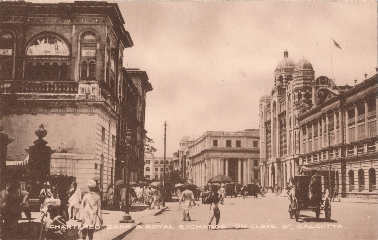 Chartered Bank & Royal Exchange na Cleve St, Kalkata, c1900 od Unbekannt