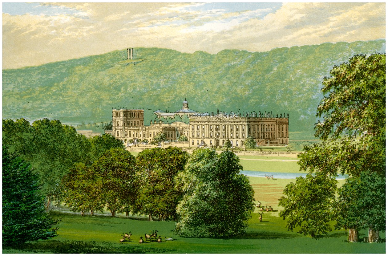 Chatsworth House, Derbyshire, domov vévody z Devonshire, c1880 od Unbekannt