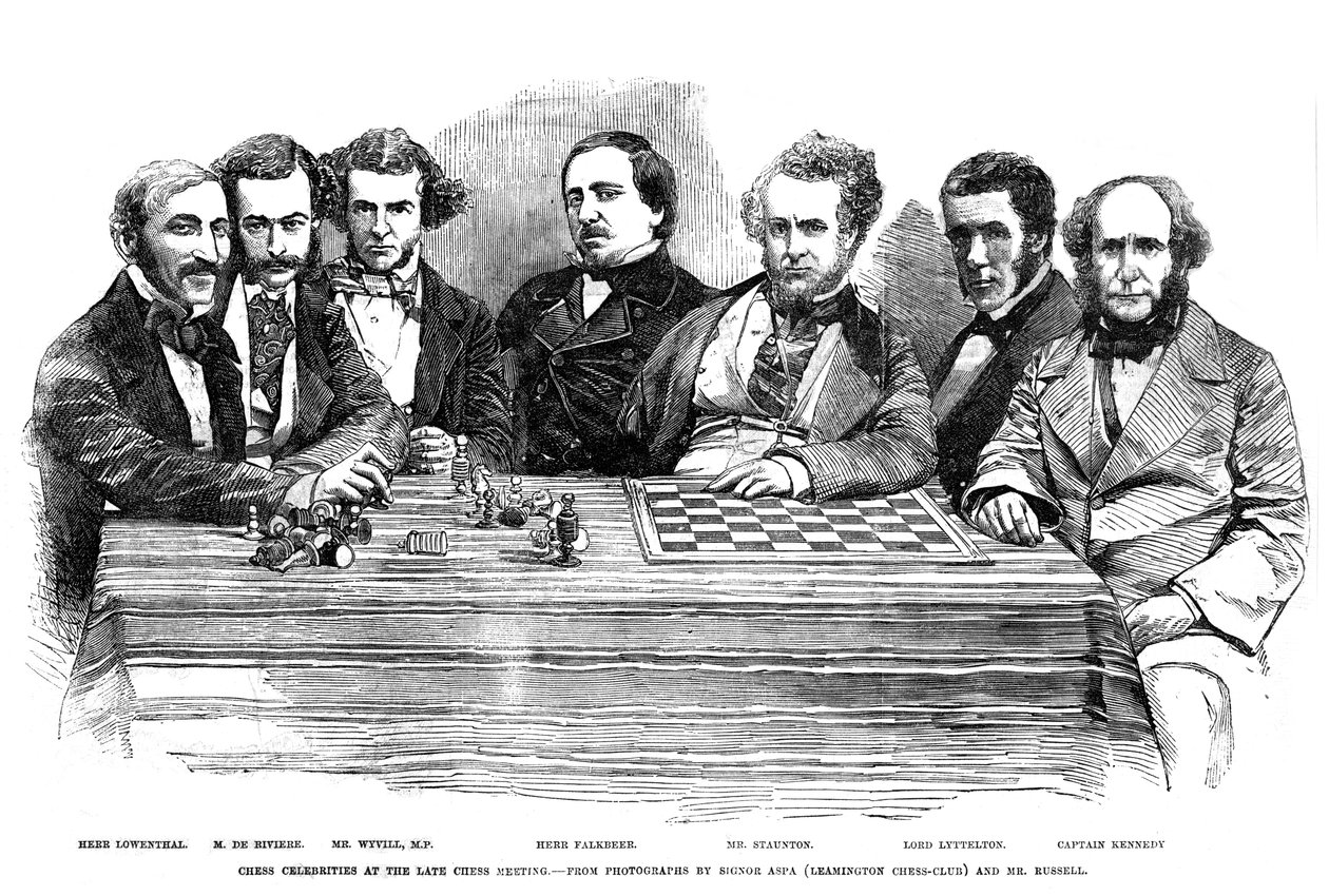 Šachové celebrity na pozdním šachovém setkání v roce 1855 od Unbekannt