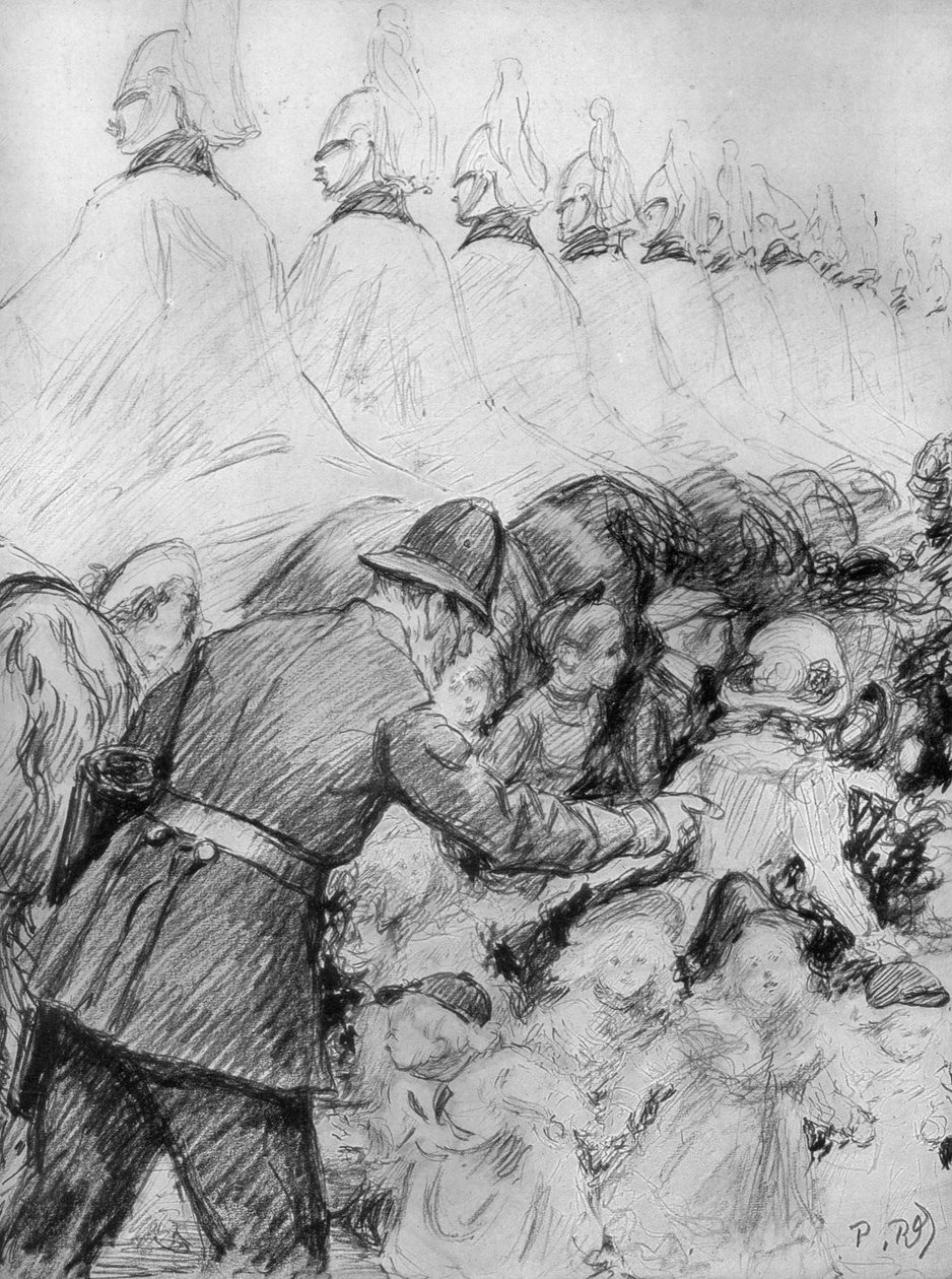 Děti v davu při vyhlášení krále Jiřího V., 1910 od Unbekannt