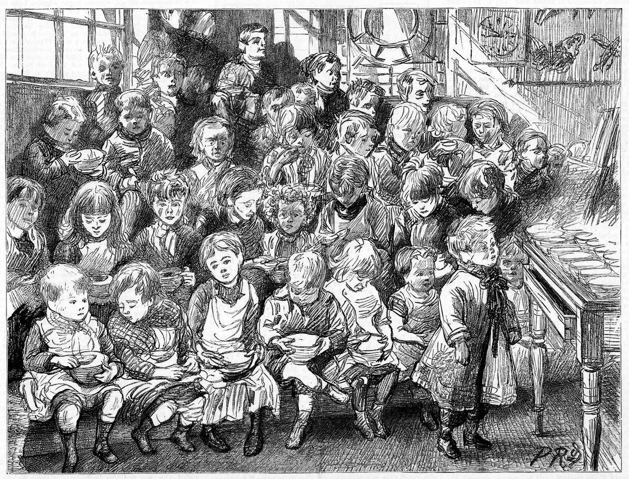 Děti čekající na polévku v době večeře, London Board School, Denmark Terrace, Islington, 1889 od Unbekannt