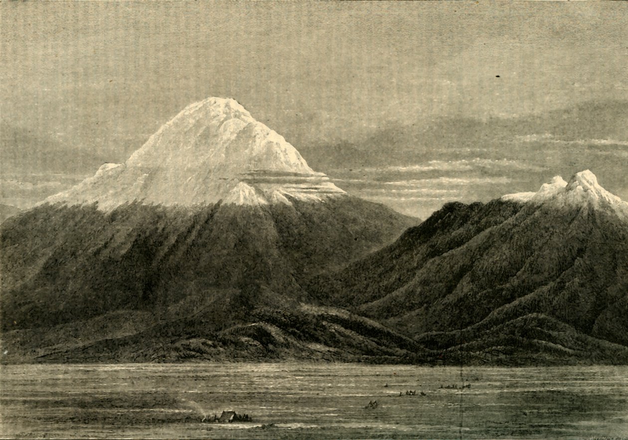 Chimborazo a Carihuairzao, ze směru Riobamba, 1881. od Unbekannt