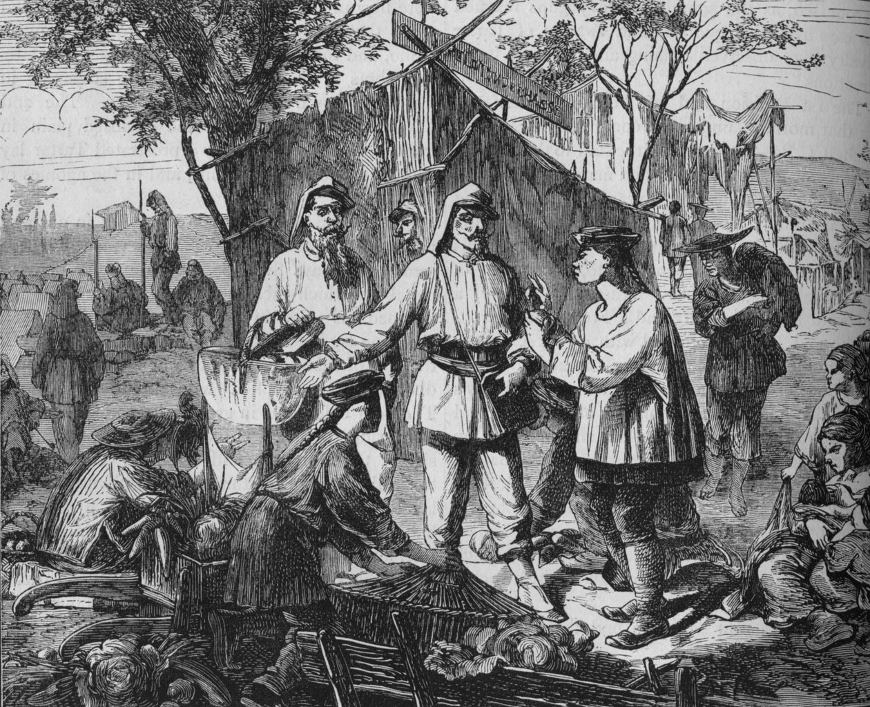 Čínští dealeři v táboře spojenců, c1880 od Unbekannt