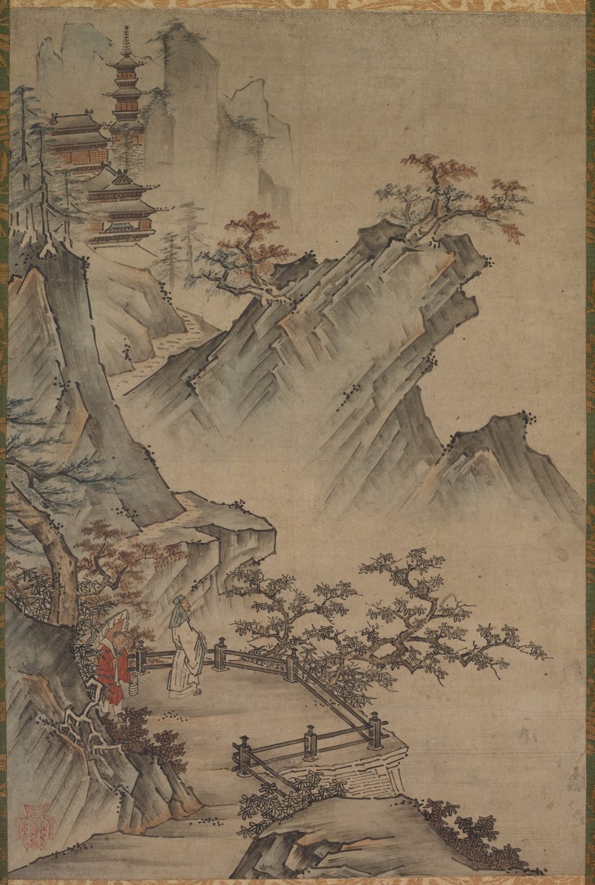 Chinese Literatus Viewing a Valley, možná od poloviny do konce 15. století-1600. od Unbekannt