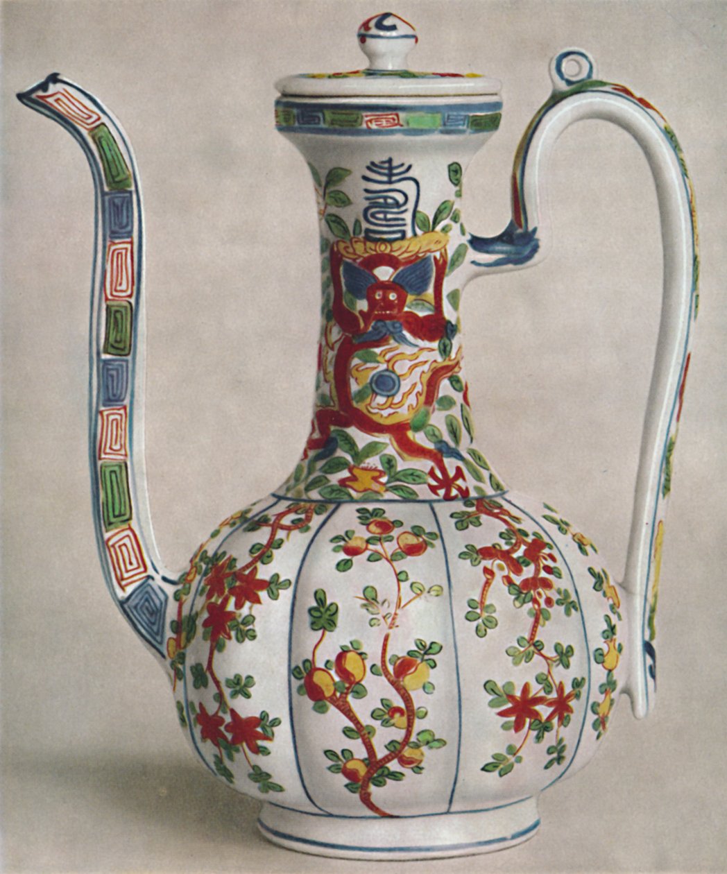 Čínský porcelánový konvice s pětibarevným zdobením. Období Wan Li, 1573-1619, 1928 od Unbekannt