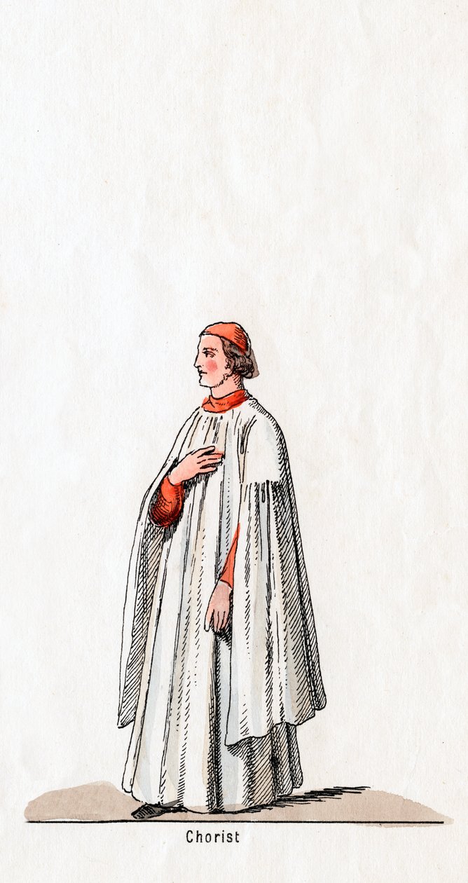 Sborista, návrh kostýmů pro Shakespearovu hru, Jindřich VIII., 19. století od Unbekannt