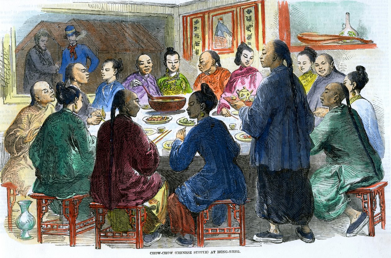 Čínská večeře čau-čau v Hong Kongu, c1875 od Unbekannt