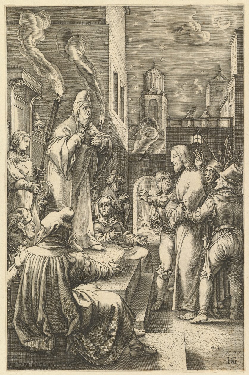 Kristus před Kaifášem, z Umučení Krista, ca. 1598-1617. od Unbekannt