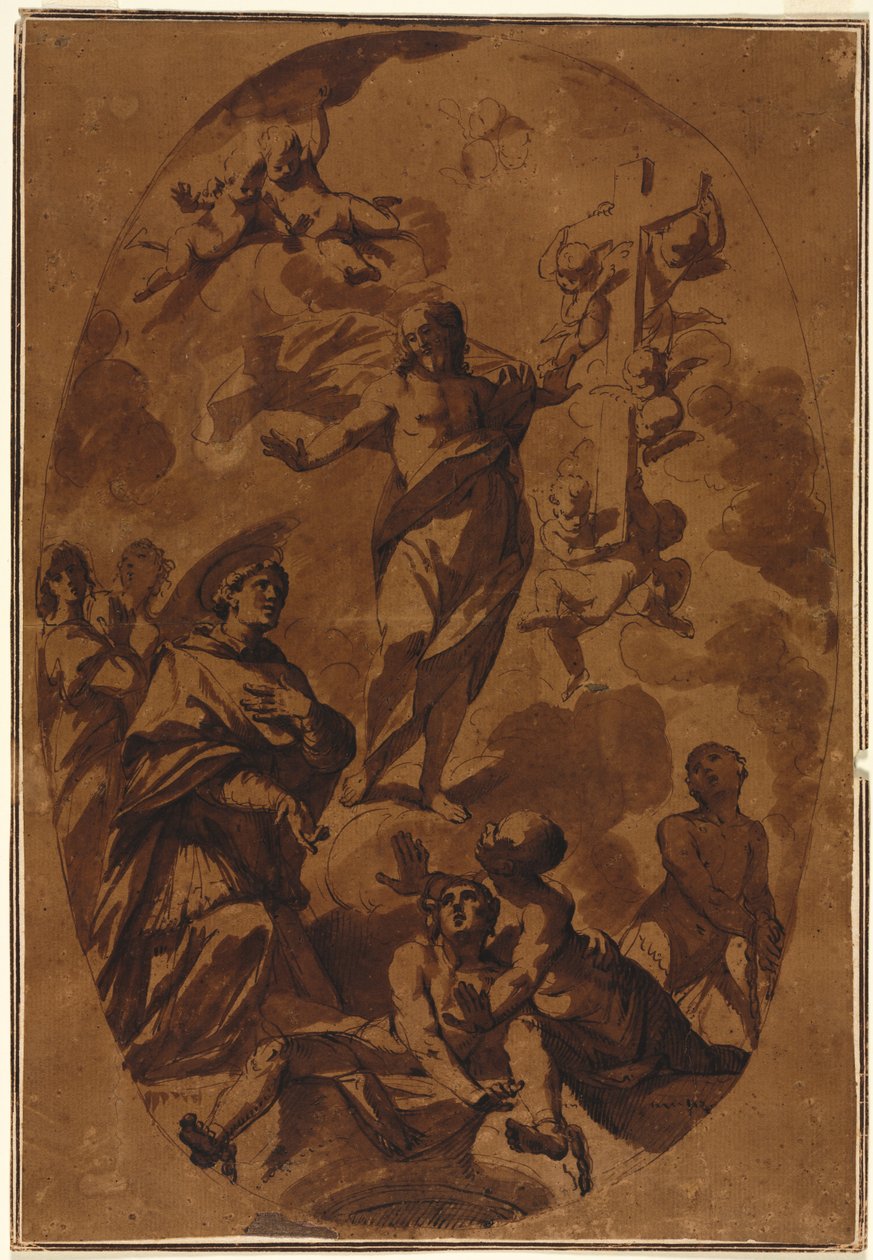 Kristus triumfální zjevení se přimlouvajícímu se světci, 1600s. od Unbekannt