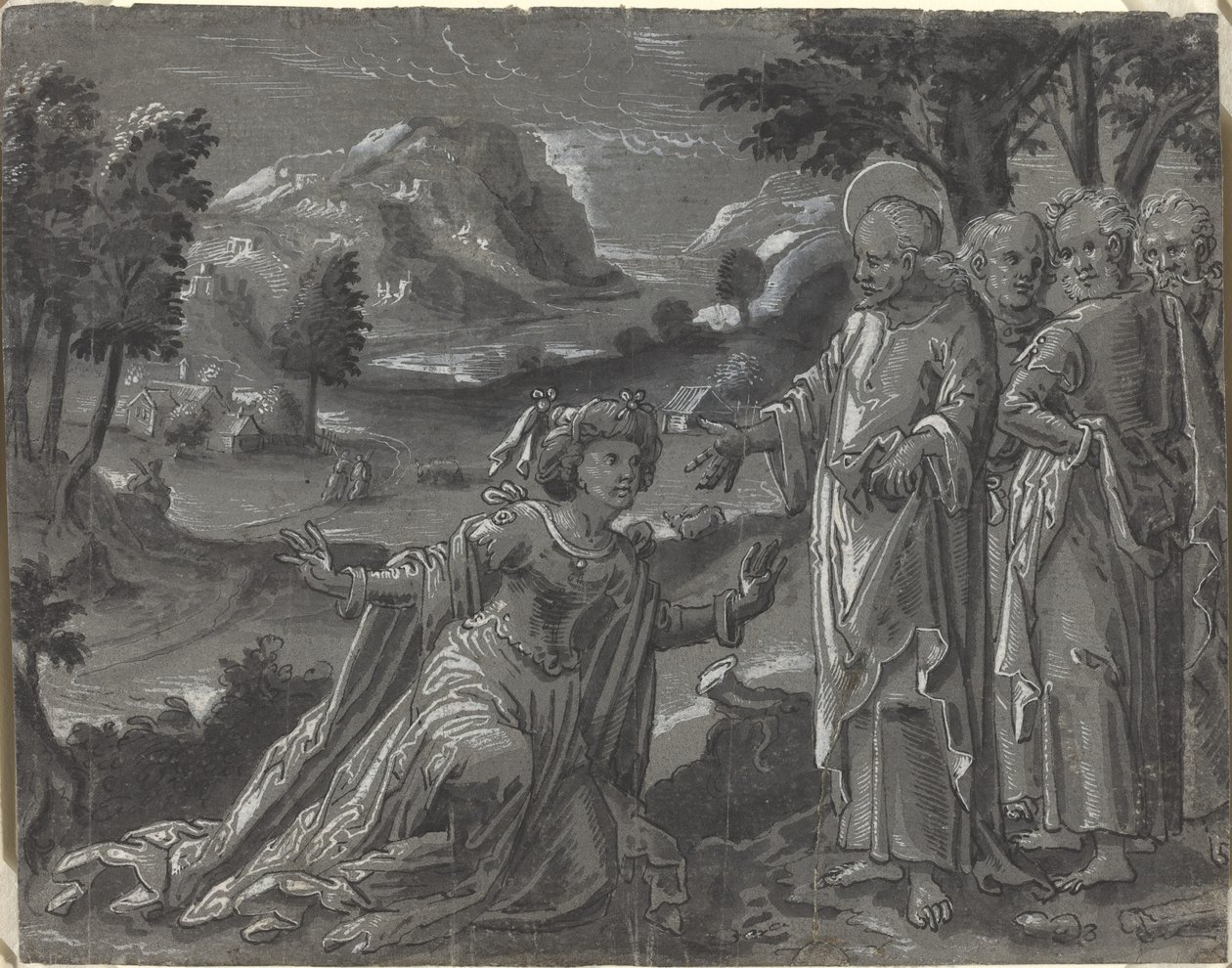Kristus a cizoložnice [recto], c. 1600. od Unbekannt