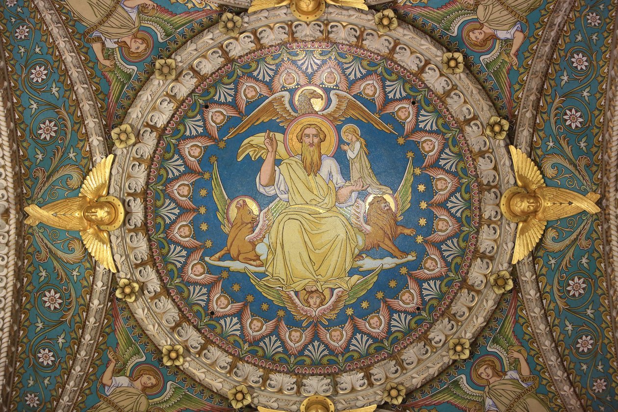 Kristus ve velebnosti a tetramorf. Bazilika Notre Dame de Fourvière. Lyons od Unbekannt