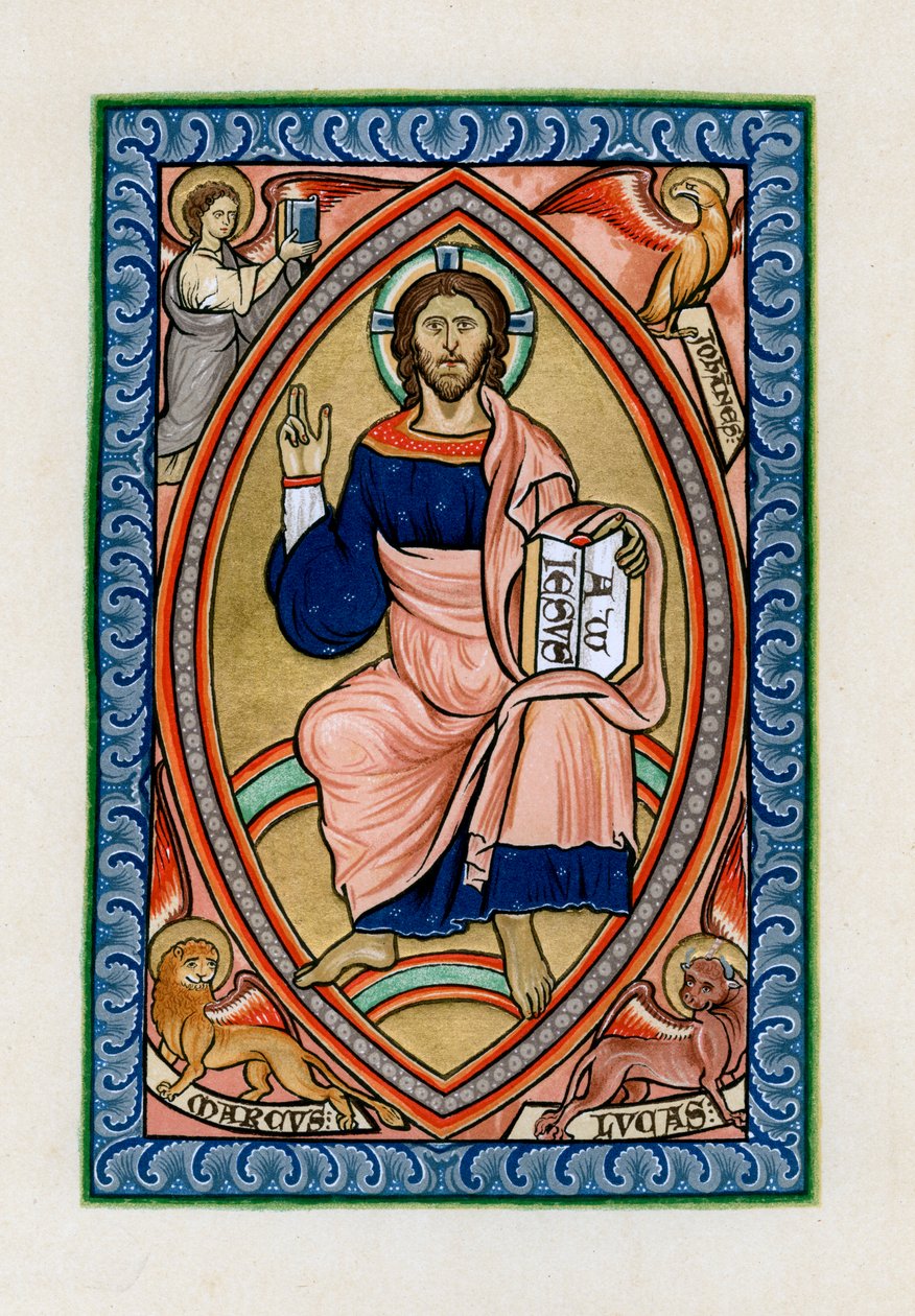 Kristus ve slávě se symboly čtyř evangelistů, c1200 od Unbekannt