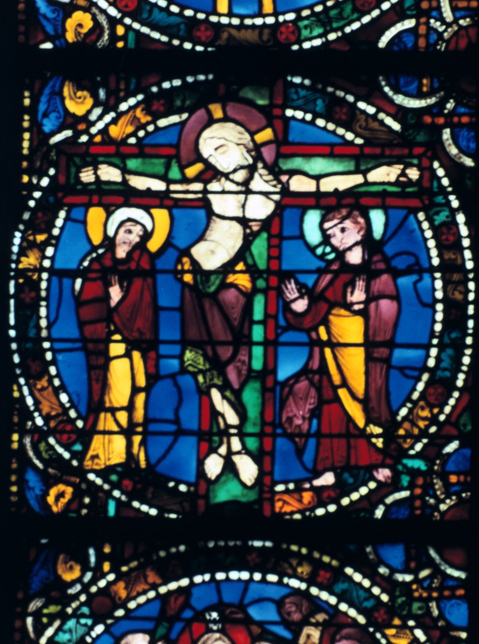 Kristus na kříži, barevné sklo, katedrála v Chartres, Francie, 1194-1260. od Unbekannt