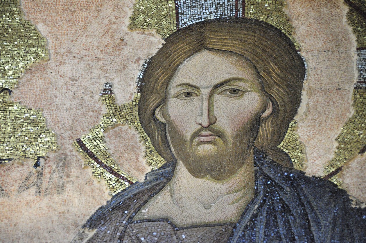 Kristus pantokrator (ve slávě) freska svatého Spasitele z 11. století v kostele Chora (Kariye Camii), Istanbul, Turecko od Unbekannt