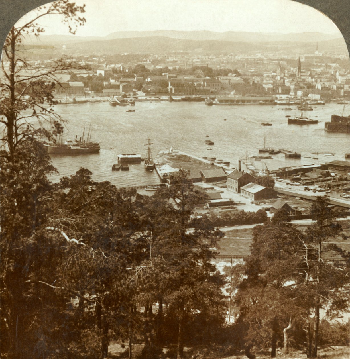 Christiania a její rušný přístav, N.W. od královského paláce Ekeberg vpravo, Norsko, c1905. od Unbekannt