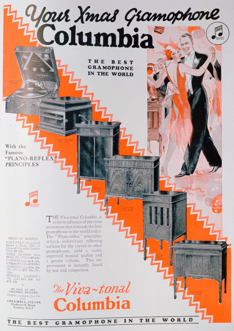 Vánoční reklama na gramofony Columbia, 1929 od Unbekannt