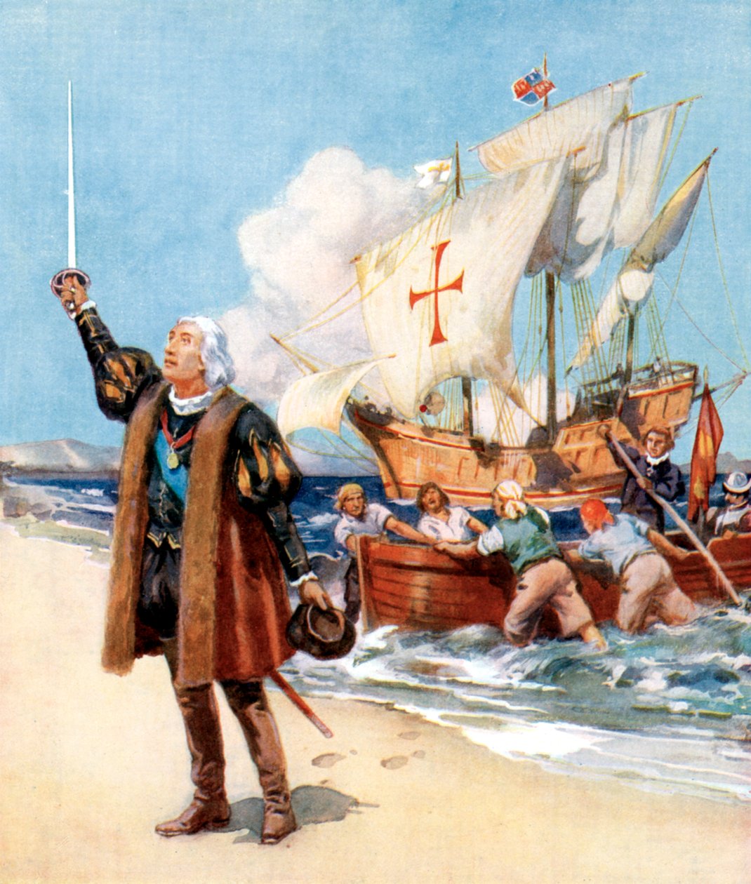 Přistání Kryštofa Kolumba v Americe, 1492, c1920 od Unbekannt