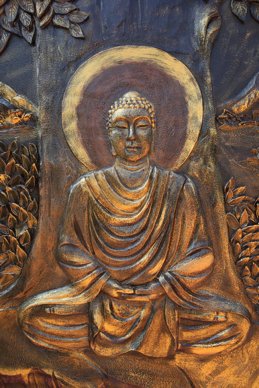 Chua Thien Lam Go buddhistická pagoda. Buddha Šákjamuni sedí v meditační pozici. Thay Ninh. Vietnam od Unbekannt