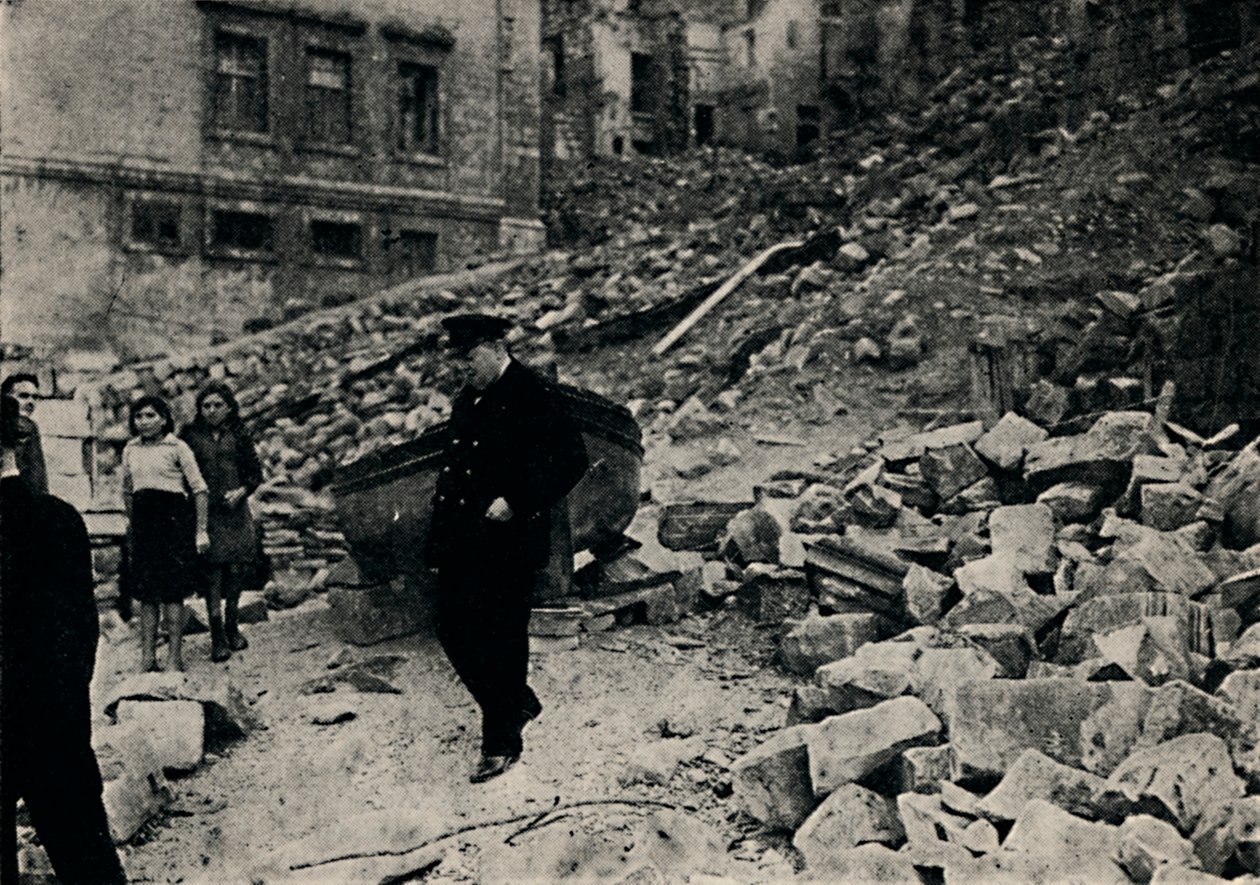 Churchill navštěvuje zbitou Maltu, 1943, 1945. od Unbekannt