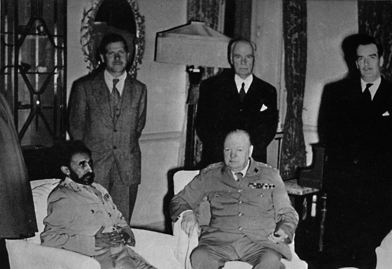 Churchill v Káhiře, s etiopským císařem, Haile Selassie, 1943, 1945. od Unbekannt