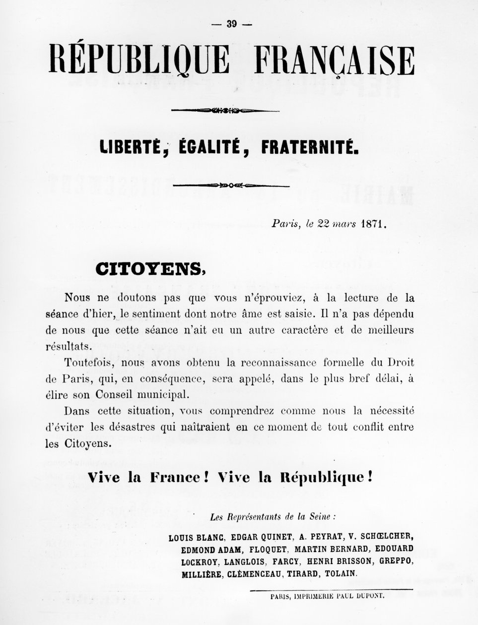 Citoyens, z francouzských politických plakátů Pařížské komuny, květen 1871 od Unbekannt