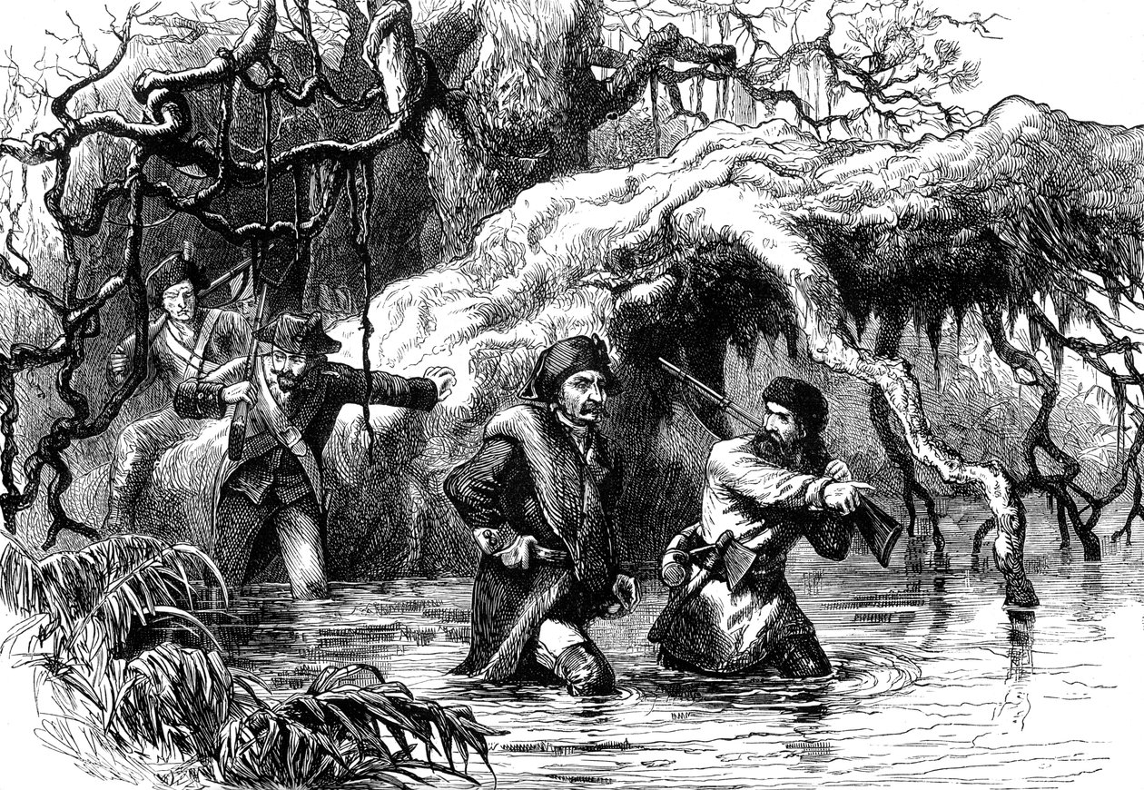 Clark a jeho vojáci překračující Wabash, c1778-1779 c1880 od Unbekannt
