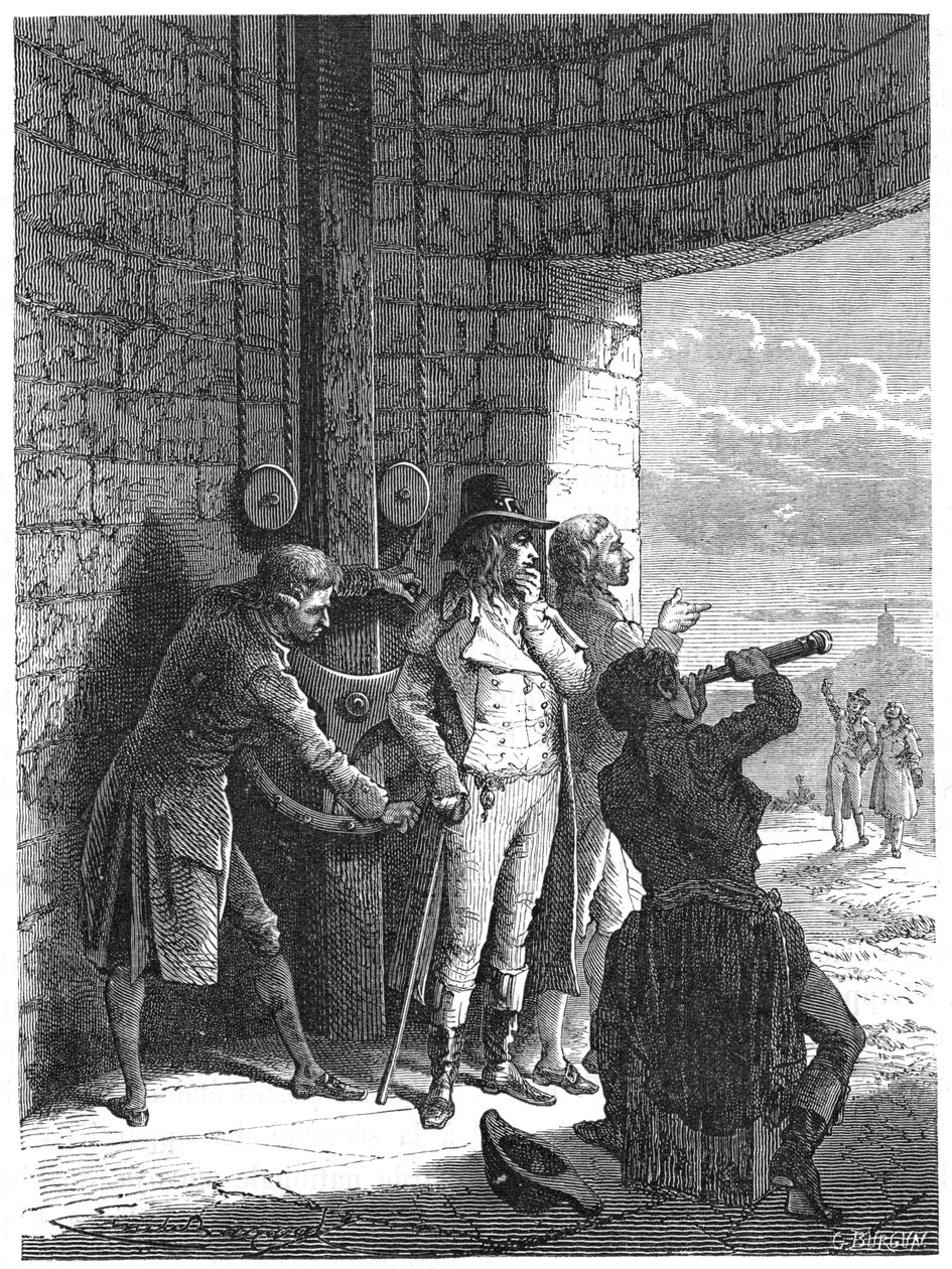 Claude Chappe předvádí svůj optický telegrafní semaforový systém v roce 1793 c1870 od Unbekannt