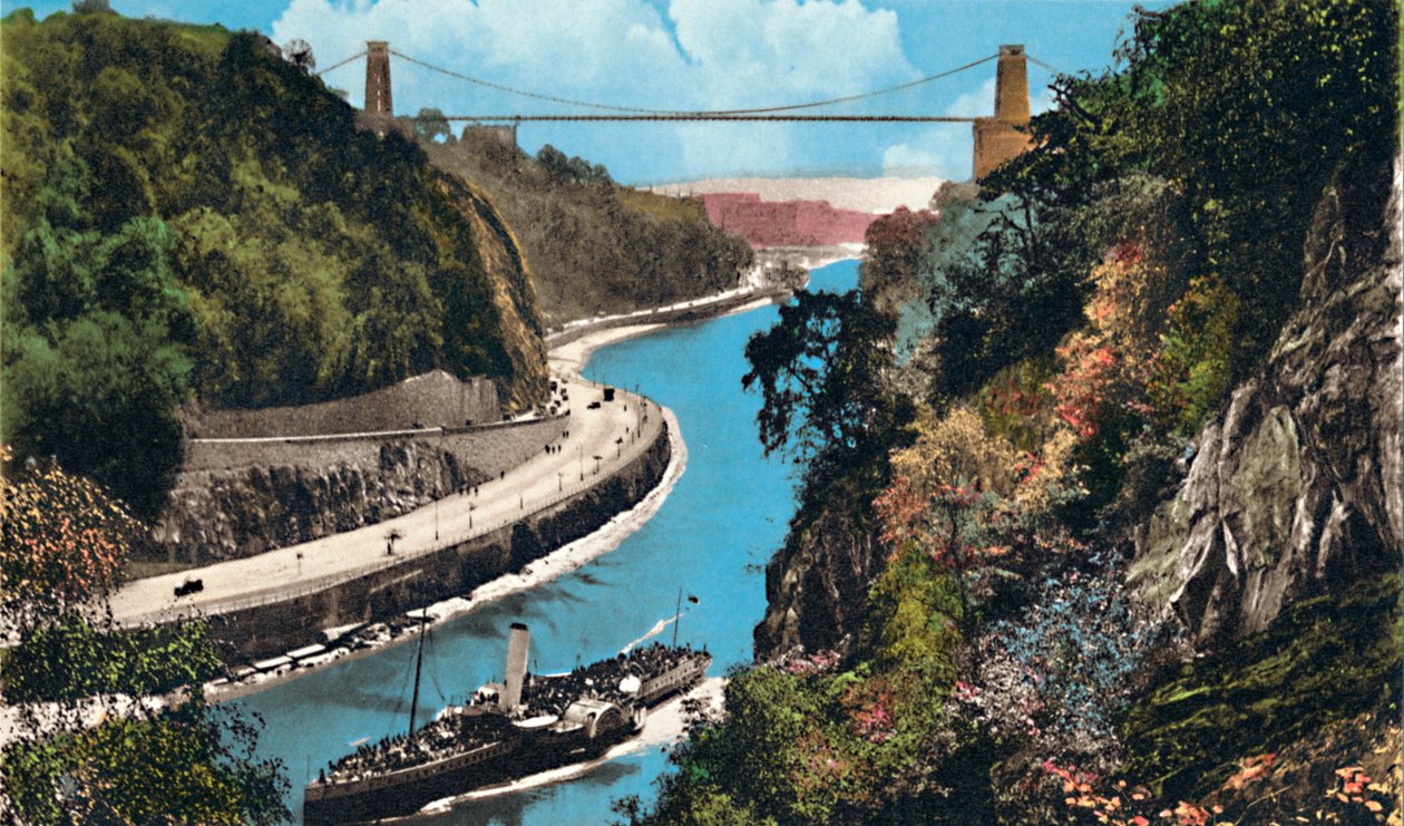 Visutý most Clifton z Leigh Woods, Bristol, 40. léta 20. století od Unbekannt