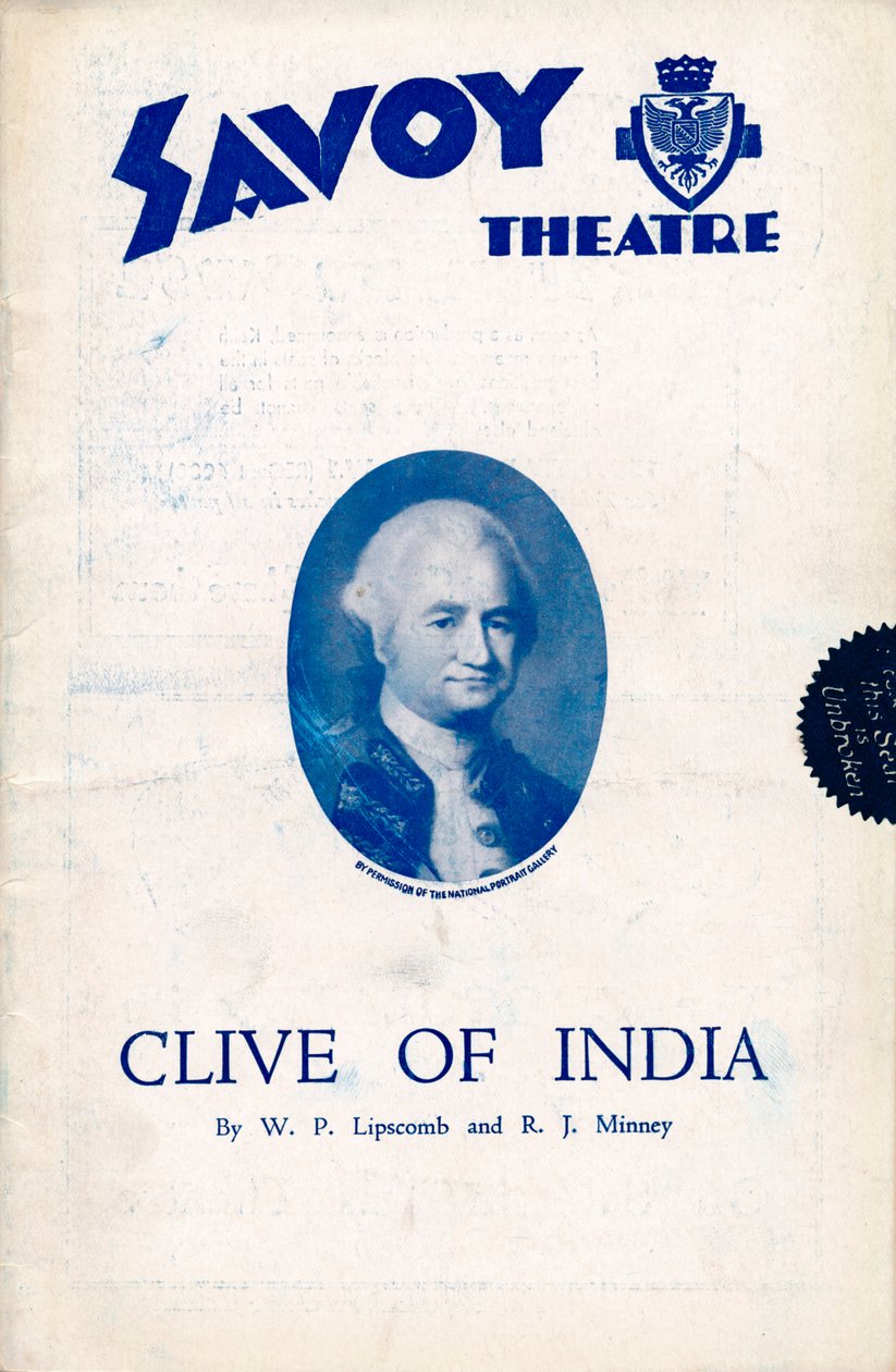 Program Clive of India pro Savoy Theatre, 1934 od Unbekannt