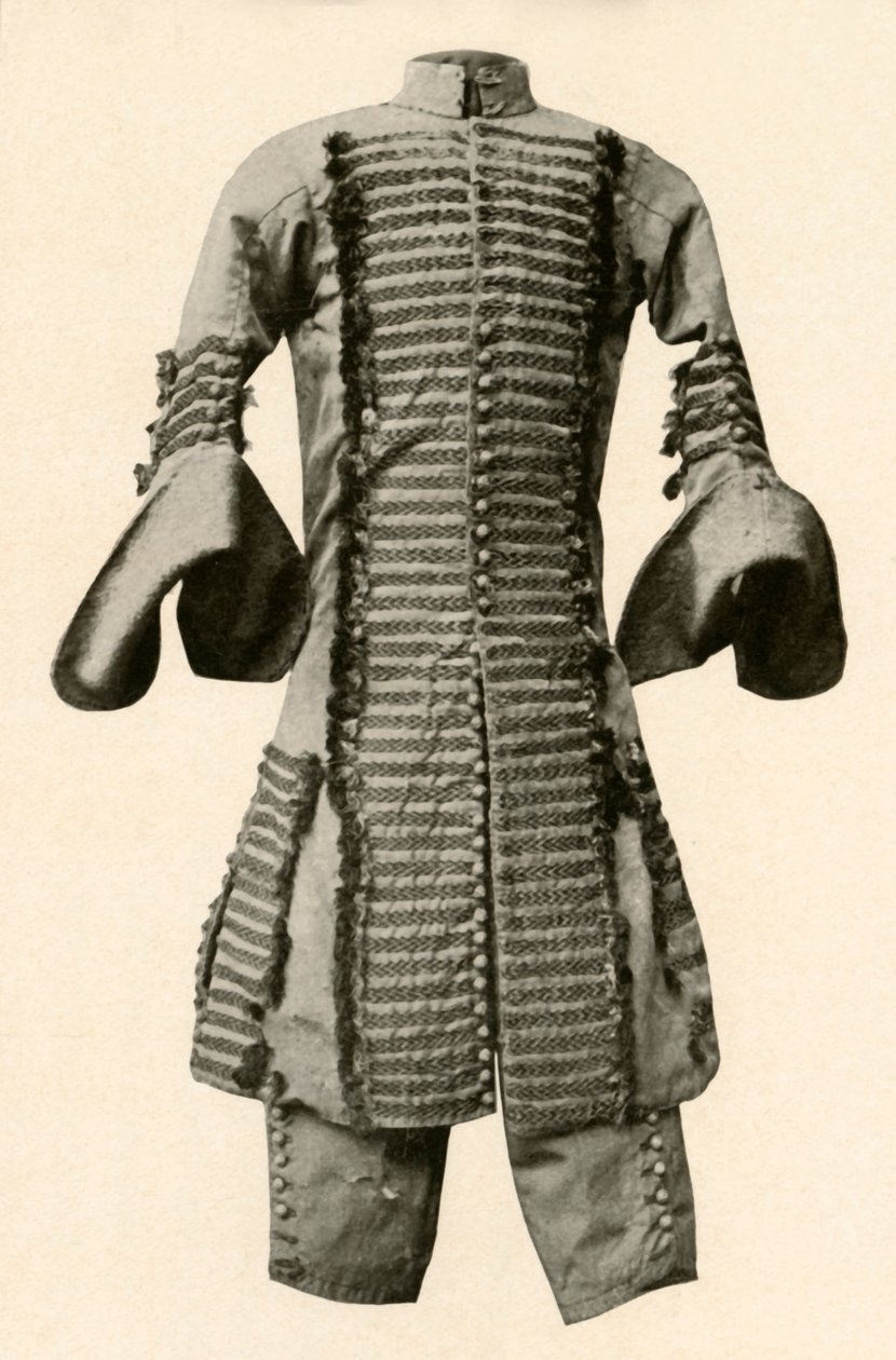 Kabát a kalhoty z hedvábí zdobené efektním prýmkem, c1680, 1937. od Unbekannt