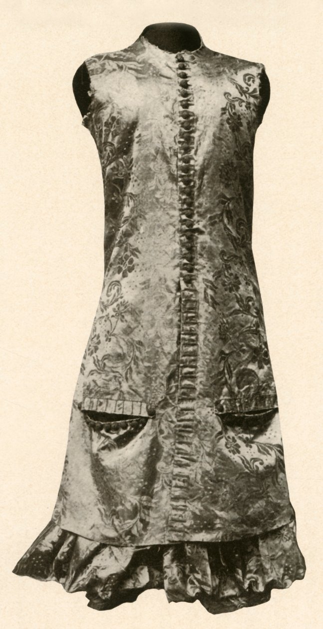 Kabát a celé kalhoty z tmavě červeného květovaného hedvábí, 1681, 1937. od Unbekannt