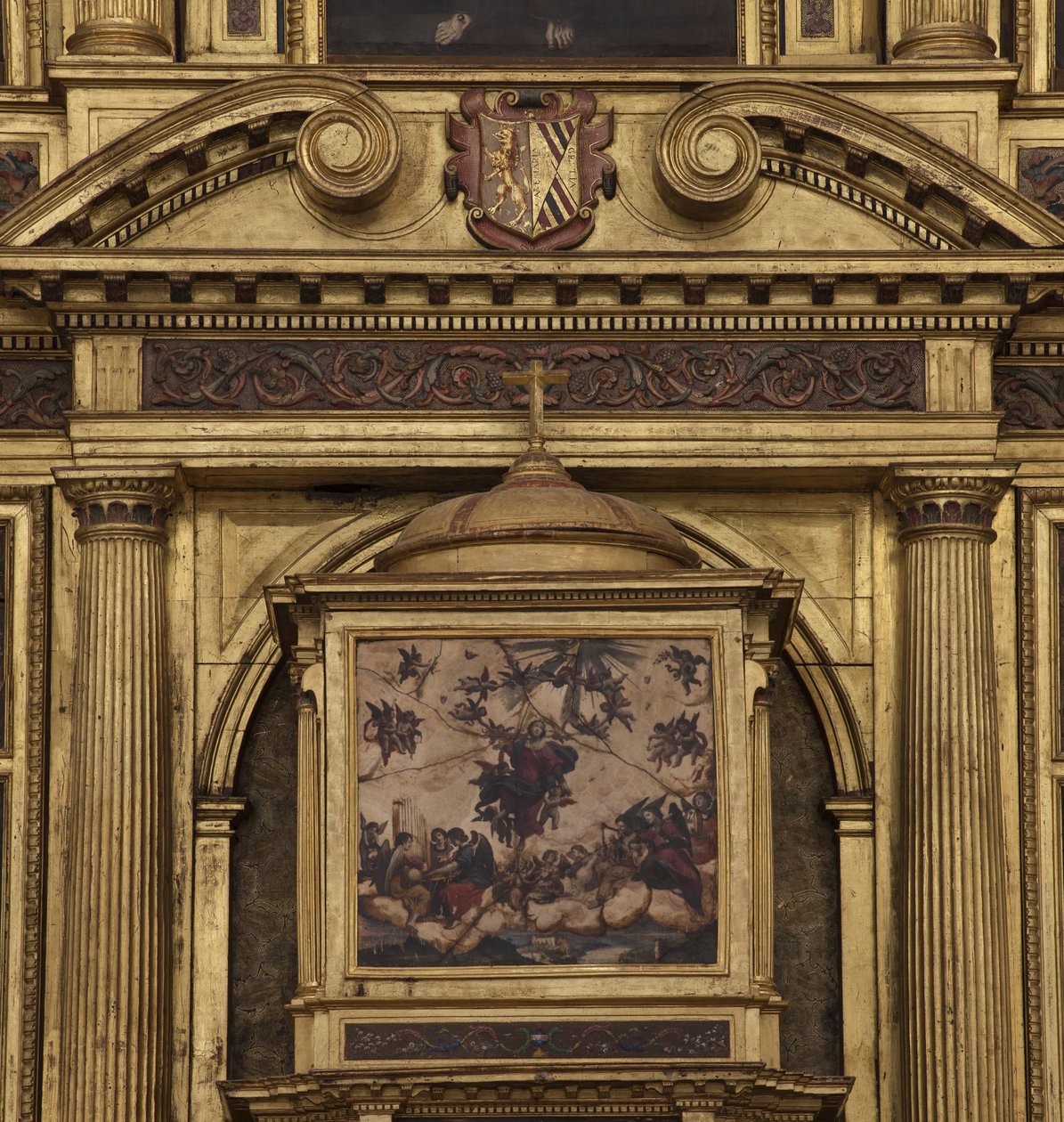 Kolegiátní kostel. Interiér. Hlavní oltář. Detail. Centrum. Malování. Olej na achátu. 1624. od Unbekannt